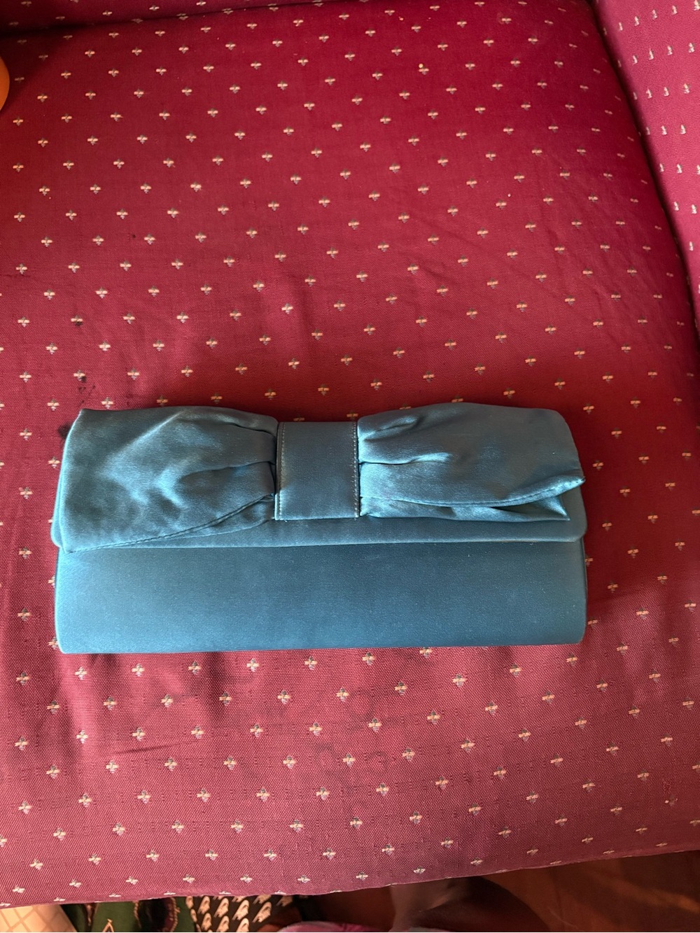 Nordstrom Teal Satin Bow Clutch